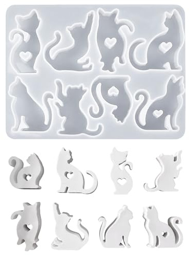 Silikonformen Gießformen Ostern, 8 Stück Mini Osterhase Silikonform Ostern Hase Gießformen Silikon Ostern Gießform Frühling 3D Kaninchen Giessformen Silikon Gießform Hase für Gips, Kerzen (Katzen)