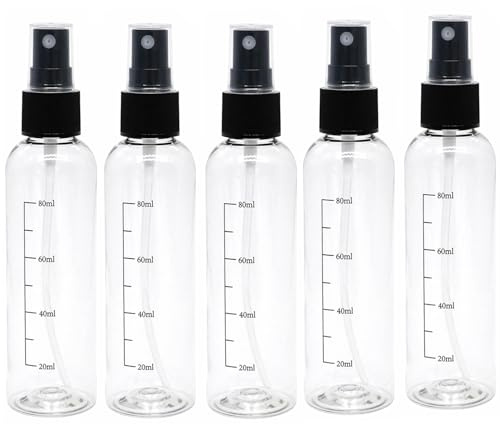 Constefire 100ml Small Spray Bottle Empty Clear Fine Mist Spray Bottles Plastic Travel Atomiser Bottle Set Refillable Liquid Containers for Make-up Cosmetic Hair