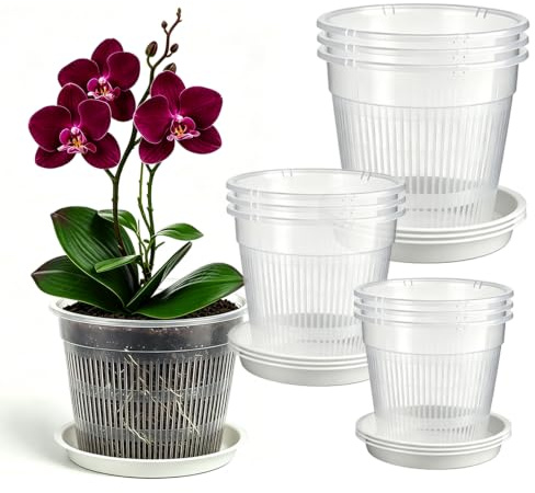 HSLXBY Pot orchidée Transparent, 9 Pcs 11/14/16 Cm avec Et Soucoupes