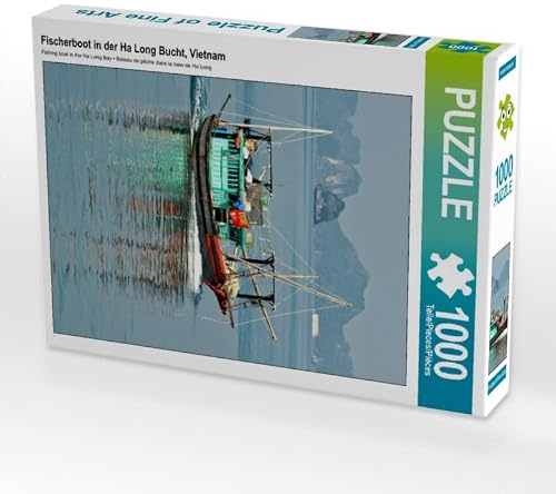 CALVENDO Puzzle Fischerboot in der Ha Long Bucht, Vietnam | 1000 Teile Lege-Größe 48 x 64 cm Foto-Puzzle für glückliche Stunden