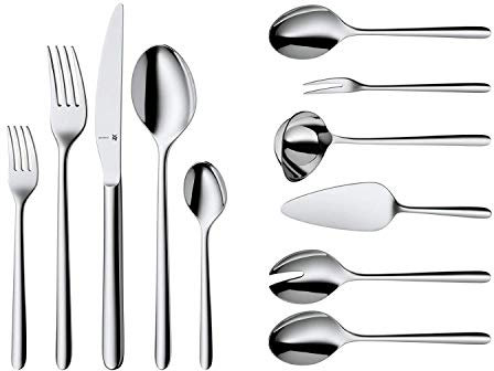 WMF Flame Besteckset 12 Personen, 66teilig, 60 Teile mit Servierbesteck, Monobloc-Messer, Cromargan Protect poliert, kratzbeständig, spülmaschinenfest