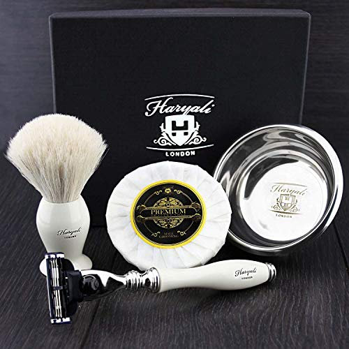 Gillette Mach 3 Razor con Badger de afeitar Cepillo rasiere Soap y cuenco Set de regalo regalo Ideas para hombres Papa Europa