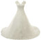 Vantexi Élégant V-col A-Line Longue Dentelle Robes de mariée Robe de mariée Vêtements de mariée Ivoire Taille 36