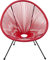 Kare Design Sessel Acapulco, Rot, Indoor und Outdoor Stuhl im Retro-Design, Gartenstuhl, Relaxsessel für Balkon, Garten, Terrasse, Schwarzes Stahlgestell, 85x73x78 cm (H/B/T)