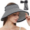 Maylisacc Strohhut Damen, Faltbar Strohhut UV Schutz 50 Sonnenhut Elegant Sommerhut Breite Krempe Visor Cap-Einstellbar, 55-59cm, Stripe
