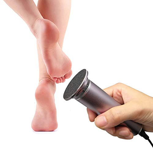 Râpe à Pieds Pédicure Electrique Anti-callosité Lime Pieds Electrique pour Corne (Vitesse Réglable) avec 60 Tampons de Remplacement pour Femmes Hommes Pédicures, Pas Besoin de Batterie (Gris Argent)