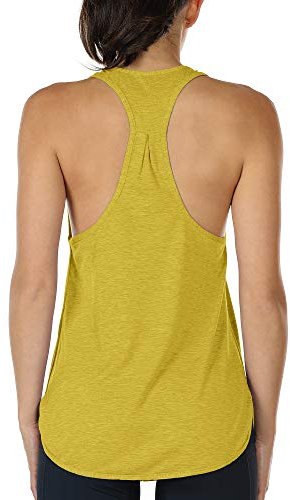 icyzone Yoga Sport Tank Top Damen Racerback Lauftop Fitness Running Shirt Oberteile (M, Mustard)