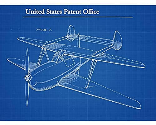 Artery8 Wilson Tandem Motored Biplane 1936 Aircraft Patent Art Print Canvas Premium Wall Decor Poster Mural Wand Deko