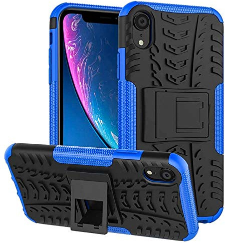 Verco Outdoor Case für iPhone XR Hülle Armor Panzerhülle, Blau | stoßfest Fallschutz, Baustellen geeignet, verstärkte Ecken Bumper, Hardcase Rückseite, Aufstellfunktion