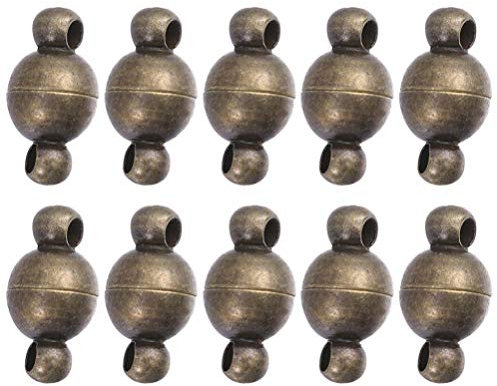 EXCEART 10 Stücke Magnetische Verschlüsse Magnetverschluss Kugel Magnet Verschluss Kettenverschluss für Halskette Armband Fußkettchen Schmuckherstellung 6mm Bronze