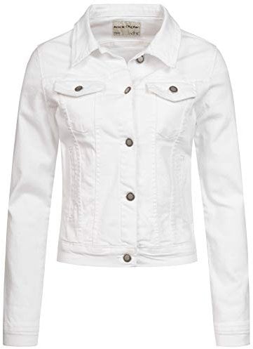Rock Creek Damen Jeans Jacke Übergangs Jacke Denim Blouson Stretch Kurz Classic Jeansjacken Urban Stonewash D-401 Weiß XXL