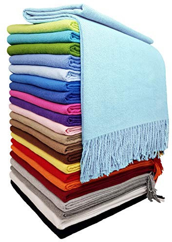 STTS International Baumwolldecke Wohndecke Kuscheldecke Tagesdecke 100% Baumwolle 140 x 170 cm sehr weiches Plaid Rio (Helltürkis)