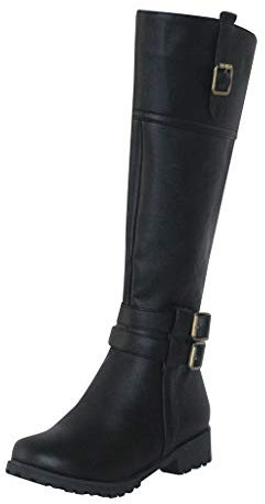 Stivali da Donna Alti sopra Ginocchio Lacci Tacco Stivali Donna Scarpe con Tacco Alto e Punta Tonda Moda Fibbia per Cintura Casual High-Tube (41,Nero)