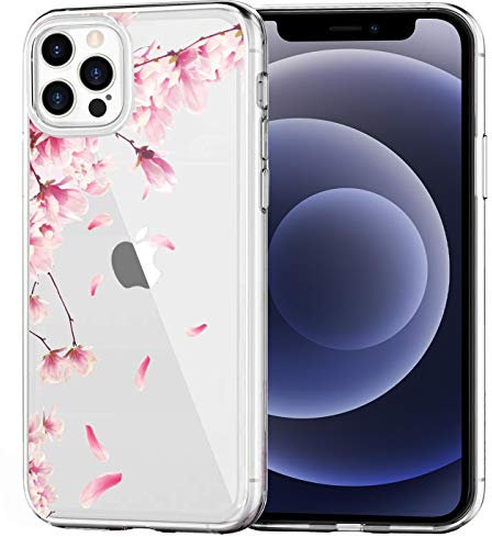 Verco Coque pour iPhone 12 Pro Max, Bumper Housse Etui de Protection pour Apple iPhone 12 Pro Max Coque Silicone, Fleurs de Cerisier