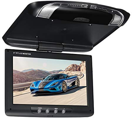 YONGYAO 9 Inch Car Roof Mount Overhead Flip Down Monitor DVD CD Player Transmitter Games