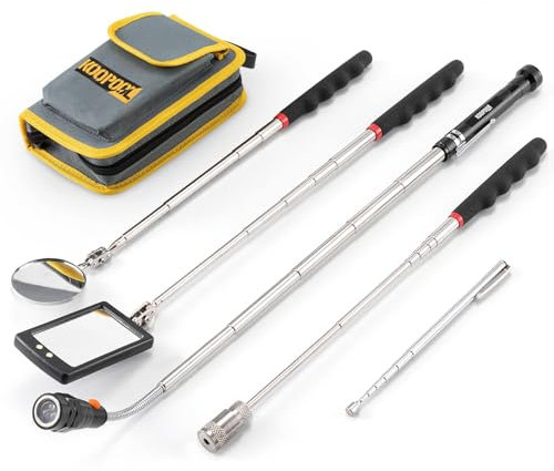 Telescoping Magnetic Pickup Tool Set, Inspection Mirror Telescoping, LED Flashlight, Cool Gadgets for Men, Gifts for Dad, Husband, Kids, Boyfriend, Magnet Stick