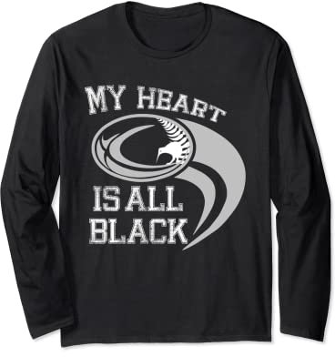 My heart is all black - Rugby New Zealand Fan Langarmshirt
