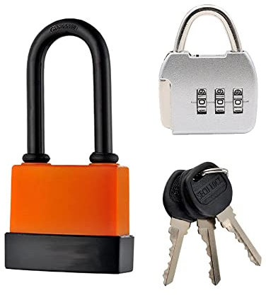 Vorhängeschlösser mit Schlüssel, 45mm Langer Bügel Wasserdicht Vorhängeschloss mit 3 Schlüsseln, Vorhängeschloss für Gym Locker/Schule/Garage/Zaun/Schuppen