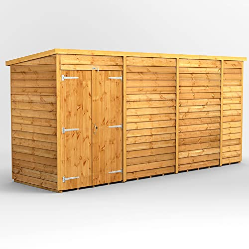 Powersheds High Grade Premium Pent Overlap Wooden Shed with Double Door, Security Features, Door Flexibility, made from 10 mm Extra Thick Timber (Windowless)