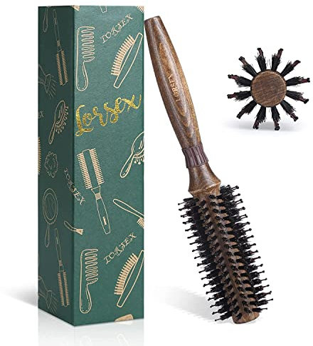 LORSEX Rundbürste zum Entwirren Glätten und Föhnen, Wildschweinborsten Runde Haarbürste mit Nylonborsten für Styling Locken, Professionelle Stylingbürste (Innen 20 mm/Außen 50 mm)
