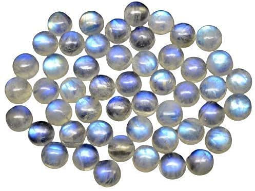 Regenbogen-Mondstein, 8 mm, rund, Cabochon, 1 Stück, blaues Feuer, Regenbogen-Mondstein, Tauben, Edelstein für die Schmuckherstellung (2,4 Karat)
