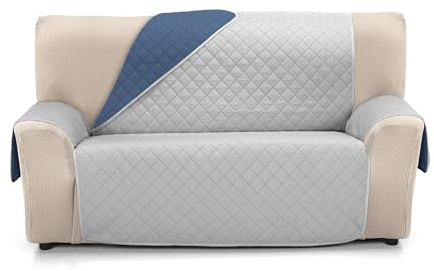 Martina Home Sofaüberwurf gesteppt, wendbar, Bernstein, 2-Sitzer, Grau, Blau