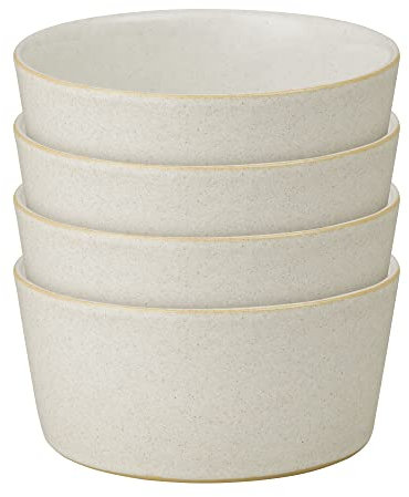 Denby - Impression Cream Straight Rice Bowls Set of 4 - Dishwasher Microwave Safe Modern Crockery - Ceramic Stoneware Tableware