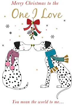 One I Love Cute Dalmatians Embellished Christmas Card Felt-Tastic Xmas Cards XFTS037