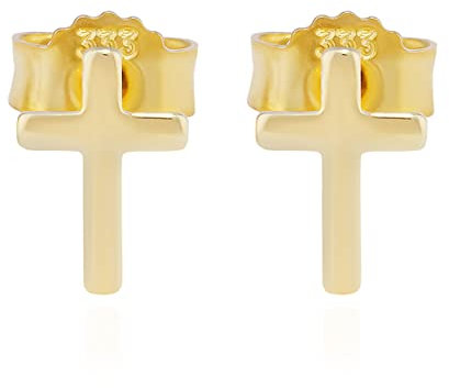 NKlaus Paar Kreuz Ohrstecker 333 Gelb Gold 8 Karat 7x5mm Kruzfix Ohrringe klein 11908