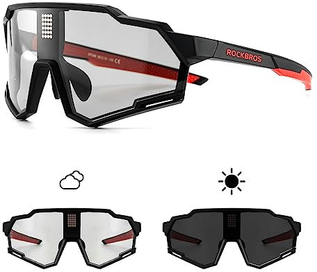 ROCKBROS Fahrradbrillen Selbsttönend + Polarisiert, Intelligente Fahrrad Sonnenbrille Sportbrille Damen Herren UV400 Schutz TR90