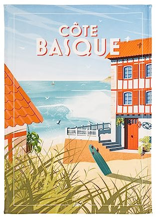 Coucke Geschirrtuch aus Baumwolle, Bedruckt, Wim Baskische Küste, 50 x 75 cm