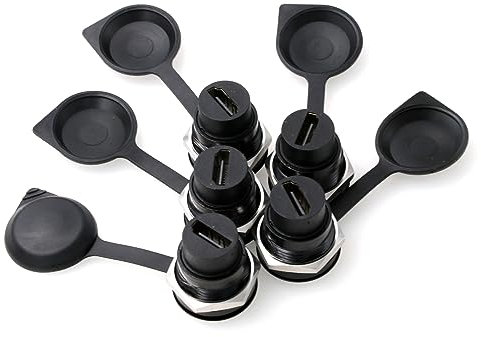 ZBLZGP Runder HDMI Einbaustecker für Datenübertragung Double Pass-Through Gerader Stecker Lötfrei Panel Mount HDMI Modul für Gehäuse Audio Video Equipment, Schwarz 5Stk