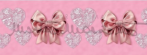 PELLECCHIA 1969 | Tappeto Cucina, Tappeto Antiscivolo Lavabile, Passatoia, Tappeto Runner |Retro in gomma |100% Poliestere |Disegno Fiocco e Cuori (50 x 250, Rosa)