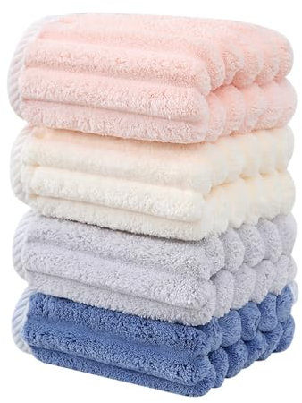 SOFTBATFY Weiche Mikrofaser Handtücher 4Pack, 40x75 cm Super saugfähiges Geripptes Handtuch Ideal für Haar Spa Sport und Reisen (Geripptes Handtuch 40x75 cm)
