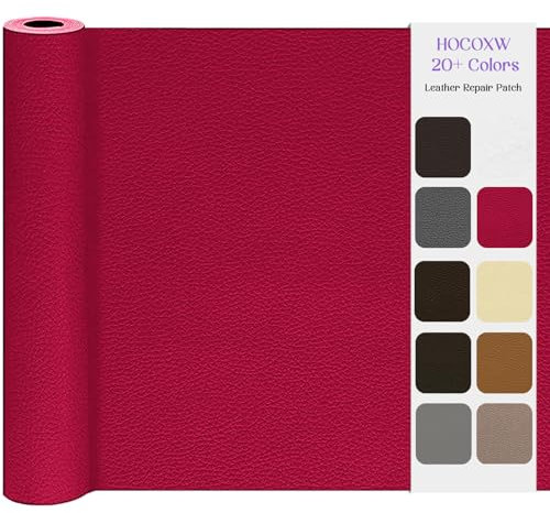 Simili Cuir Autocollant 120 X 60 cm, Patch de Réparation Cuir-Rouleau Adhesif Cuir-PU Patch Cuir Auto-adhésif Rénovation pour Canapé, Siège de Voiture, Sacs à Main, Vestes, Meubles.(Rouge Vin)