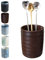 Stoneware Coffee Spoon Holder for Coffee Bar, Tea Spoon Holder Jar Teaspoon Holder Coffee Stirrers Holder Upright Coffee Spoon Holder Cup, Coffee Stir Stick Holder Small Utensil Holder (Rustic Brown)