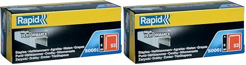 Rapid Tackerklammern Typ 53, 6 mm, Feindrahtklammern aus verzinktem Stahl, 5.000 Stück Großpackung, für Holz, Stoffe und Textilien (Doppelpack)