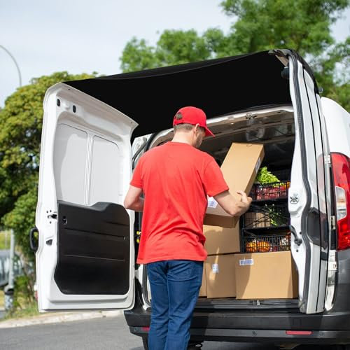 Auvent de porte arrière de grange en tissu Oxford robuste - Grande taille - Protection imperméable pour Opel Vivaro (2001-2019) - Noir
