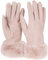 styleBREAKER Damen Unifarbene Touchscreen Stoff Handschuhe mit Kunstfell Besatz am Bund, warme Fingerhandschuhe Winter 09010028, Farbe:Taupe