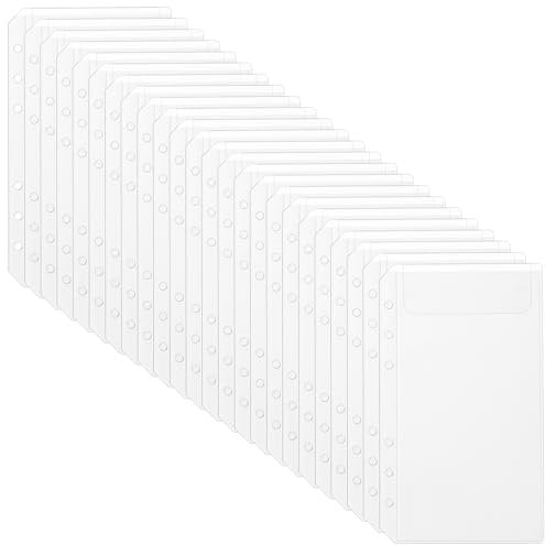luvtree Klarsichthülle im A6-Format mit Einsteckfach aus PVC, reißverschlussloser 6-Loch-Einsteckumschlag für die Planung, Umschlag für Geldbudget, 6-Ring-Ordnerkartenhalter. 24 Stück