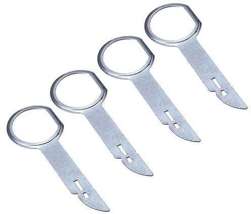 Garzenth 4pcs Car Radio Removal Tool Key, Car Radio Release Keys Extraction Tool Stainless Steel Pins Radio Adapter Disassembly Universal Pin Stereo Hooks Tools(size:4pcs)