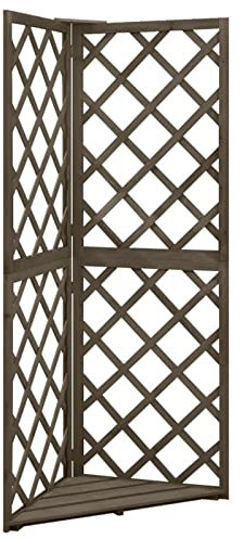 Rantry Eckspalier grau 50x50x145cm Massivholz Tannenholz Gartenbögen, Rankgitter, Lauben & Pergolen