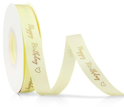Weihnachten Geschenkband Gelb Satinband Ripsband 10mm×23m Schleifenband Seidenband Geburtstag Stoffband Für DIY Handwerk Dekoband Zum Basteln Geschenkverpackung Geburtstag Blumenstrauß Party Deko