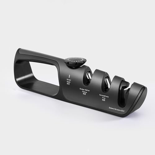 Affûteurs manuels Aiguiseur de lames de cuisine multi-angles pour ciseaux et couteaux de cuisine, Système d'aiguisage pour couteaux de poche pour affûter et polir la lame, Acier à aiguiser facile à tr