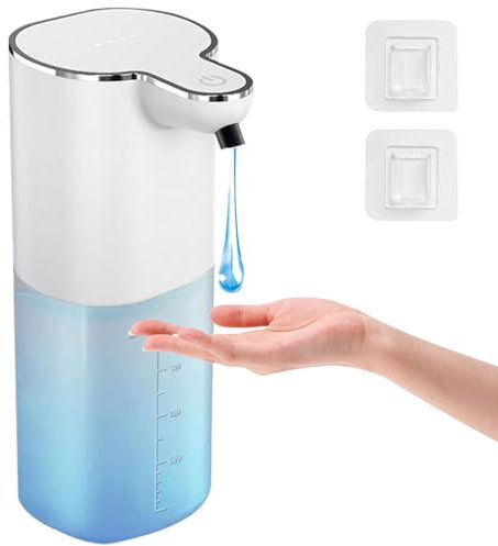 Dispensador Jabon Automático 400ml USB Recargable con Sensor,Dispensador Jabon Líquidos Pared,Prueba Agua Grado IP65, 4 Niveles Ajustables Dispensador Jabon Sin Tocar Suspensión para Cocina Baño Hotel