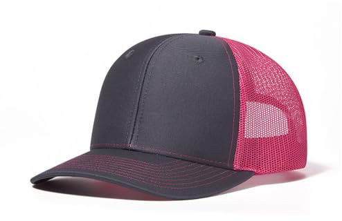 Truckercap Herren,Trucker Cap mit Mesh Netz,Meshcap größenverstellbar Baseball Cap,Sommer atmungsaktive Sun Cap,mit verstellbarem Schnallenverschluss für Draußen,Sport und Reisen,Grau A+Rosa B