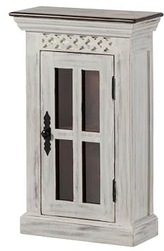 MASSIVMOEBEL24.DE Hängeschrank Mango/Akazie 44x20x70 weiß gewachst Castle-ANTIK #113, Farbe:weiß gewachst, Größe:44x20x70 cm (BxTxH)