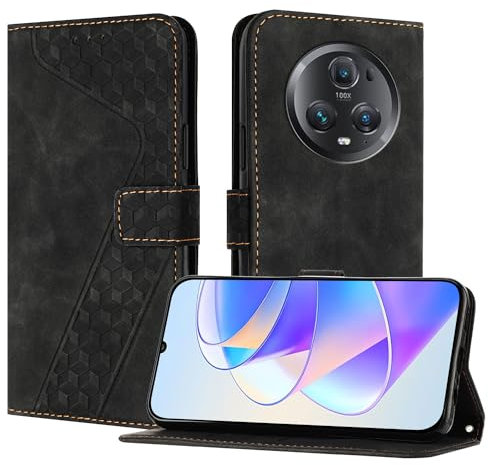 YIRRANZD Coque pour Honor Magic 5 Pro 5G, Étui Housse Protection en Cuir PU [Pochette de Portefeuille] [Magnétique], Antichoc Etui à Rabat pour Honor Magic 5 Pro 5G (Noir)