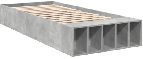 vidaXL Bettgestell, Bett mit Stauraum für Schlafzimmer, Bettrahmen mit Lattenrost, Schlafzimmerbett Einzelbett, Betongrau 90x200cm Holzwerkstoff