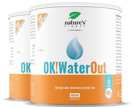 Nature's Finest OK!WaterOut, Trinkpulver 300 g (2er Pack) | Pflanzenkomplex mit Brennnessel, Holunder, Knöterich & Roter Bete - Ananasgeschmack, glutenfrei, mit Stevia